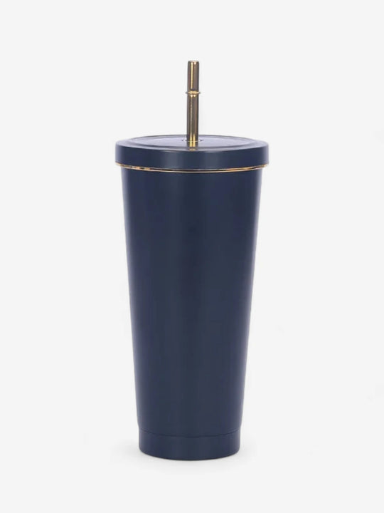 Gobelet de voyage coloré en inox 500 ml avec paille en or