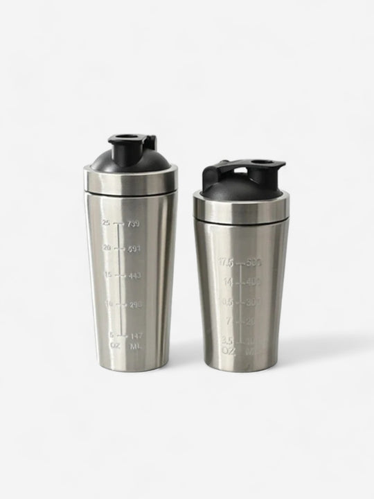 Gourde sport shaker en inox avec mélangeur